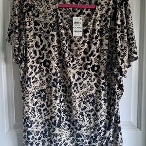 Women's Plus-Size Beige and Black Animal Print Top